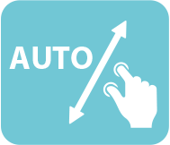 SolMotion flexible point cloud data editing (auto or manual) graphic showing the word 'AUTO', an arrow, and a hand